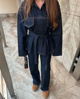 SF Amore - Coordinato denim con cintura a fiocco