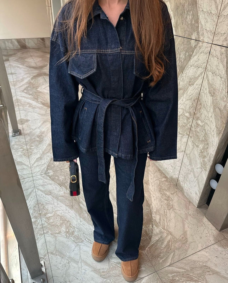 SF Amore - Coordinato denim con cintura a fiocco