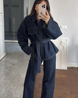 SF Amore - Coordinato denim con cintura a fiocco