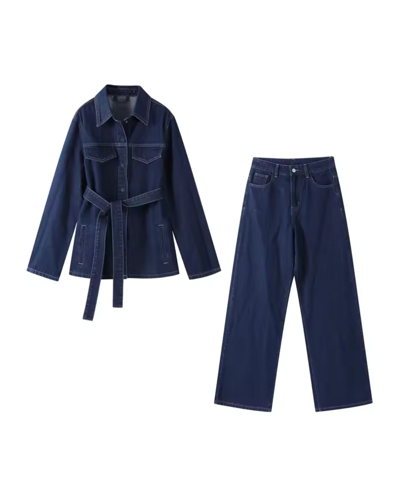 SF Amore - Coordinato denim con cintura a fiocco